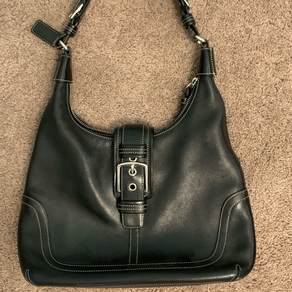 Black Leather Coach Hobo